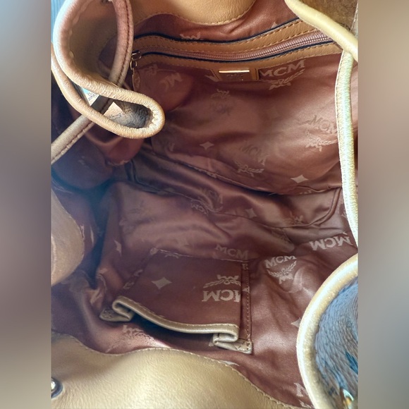 MCM Cognac 2way drawstring bucket bag - Picture 9 of 11